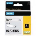 Dymo 18443 Rhino 9 Mmblack on White Vinyl Tape 430134