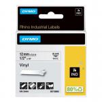 Dymo 18444 Rhino 12 Mmblack on White Vinyl Tape 430135