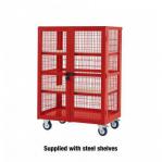 Mesh sided shelf trucks, steel shelves with doors 430560