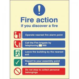 Fire Action Eec Manual Without Lift  - Photoluminescent Safety Sign