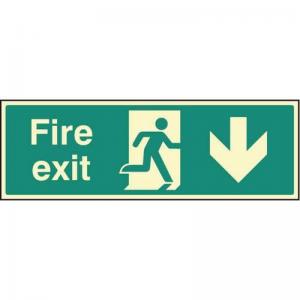 Fire Exit - Down - Photoluminescent Safety Sign 431157