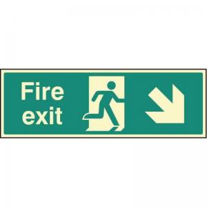 Fire Exit - Down And Right - Photoluminescent Safety Sign 431163
