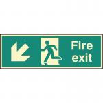 Fire Exit - Down and Left- Photoluminescent Safety Sign 431164