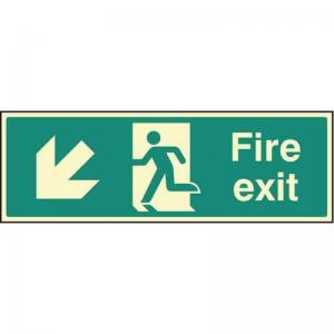 Fire Exit - Down And Left - Photoluminescent Safety Sign 431164