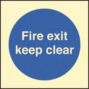 Fire Exit Keep Clear - Photoluminescent Safety Sign 431172