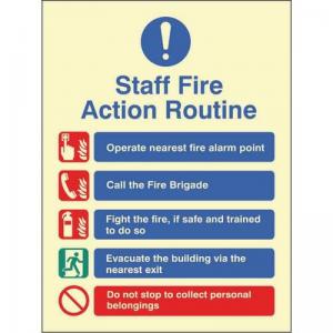 Staff Fire Action - Photoluminescent Safety Sign 431185