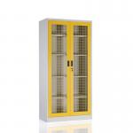 Metal Grey Cupboard with Yellowmesh Doors and 4 Adjustable Shelves 431205