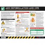 Safety Poster : Aed Defibrillationand Cpr - Pvc Poster (594 X 420 Mm) 432676