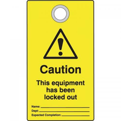 Lockout Tag with Eyelet-caution (double Sided, Pack 10 Tags) 432794