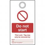 Lockout Tag with Eyelet -do Not Start (double Sided, Pack 10 Tags) 432795