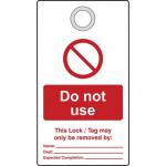 Lockout Tag with Eyelet -do Not Use (double Sided, Pack 10 Tags) 432797