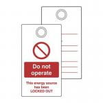 Lockout Tag with Eyelet-do Not Operate (double Sided, Single) 432801