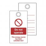 Lockout Tag with Eyelet- Donot Operate (double Sided, Pack of 10) 432803