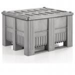 Pack of 4 Palletbox Cb 3 Hdpe Light Grey with 4 l Grey Lids 433360