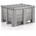 Pack of 4 Palletbox Cb 3 Hdpe Light Grey with 4 l Grey Lids 433360