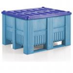 Pack of 4 Palletbox Cb 3 Hdpe Light Blue with 4 Blue Lids 433362