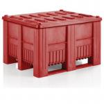 Industrial Pallet Boxwith 3 Runners Red Box with Red Lid 433380