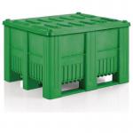 Industrial Pallet Box with 3 Runners Green Box with Green Lid 433382