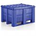 Industrial Pallet Box with 3 Runners Blue Box with Blue Lid 433383