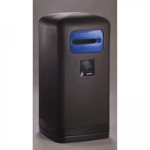 100 Litre Black Outdoor Recycling Bin, Blue Paper Waste 433690