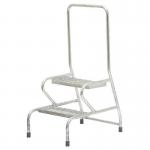 Stable Step-up Static Two Stepmesh Tread, Rear Handrail, Galvanised Finish 434811