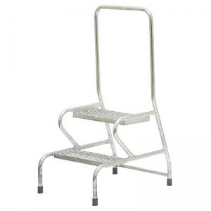 Stable Step-Up Static Two Step Mesh Tread, Rear Handrail, Galvanised