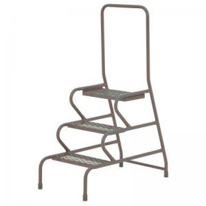 Stable Step-Up Static Three Step Mesh Tread, Rear Handrail, Powder