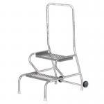Stable Step-up Semi-mobile Two Stepmesh Tread, Rear Handrail, Galvanised Finish 434819