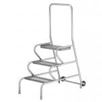 Stable Step-up Semi-mobile Three Stepmesh Tread, Rear Handrail, Galvanised Finish 434823