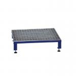 Galvanised Mesh Grid Work Platform 610 X 610, Height Adjustable Feet 140 to 210 mm High - Blue 434956