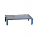 Galvanised Mesh Grid Work Platform 910 X 610, Height Adjustable Feet 140 to 210 mm High - Blue 434959
