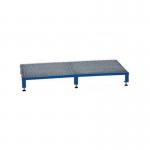 Galvanised Mesh Grid Work Platform 1210 X 610, Height Adjustable Feet 140 - 210 mm High - Blue 434962
