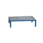 Galvanised Mesh Grid Work Platform 910 X 610, Height Adjustable Feet 230 to 300 mm High - Blue 434971