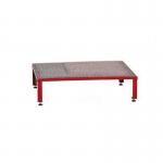 Galvanised Mesh Grid Work Platform 910 X 610, Height Adjustable Feet 230 to 300 mm High - Red 434973