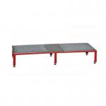 Galvanised Mesh Grid Work Platform 1510 X 610, Height Adjustable Feet 230 to 300 High - Red 434979