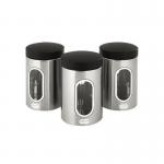 Kitchen Canisters Setof 3 Silver Stainless Steel 435697