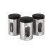 Kitchen Canisters Setof 3 Silver Stainless Steel 435697