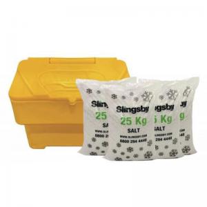 115L Stackable Grit Bin Yellow  4 X 25Kg White Salt 435711