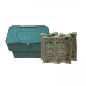 115L Stackable Grit Bin Forest Green  4 X 25Kg Brown Salt 435714