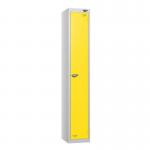 1 Tier - Steel Locker Flat Top - Pearlsilver Bodyyellow Door - Cam Lock - H 1800 X W 300 X D 450 435751