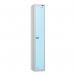 1 Tier - Steel Locker Flat Top - Pearl Silverbodyribbon Blue Door - Cam Lock - H 1800 X W 300 X D 450 435754