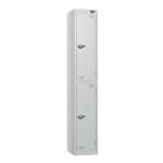 2 Tier - Steel Locker Flat Top - Pearl Silverbodypearl Silver Door - Cam Lock H 1800 X W 300 X D 450 435758