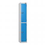 2 Tier - Steel Locker Flat Top - Pearlsilver Bodycobalt Door - Cam Lock - H 1800 X W 300 X D 450 435760