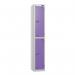 2 Tier - Steel Locker Flat Top - Pearlsilver Bodyviolet Door - Cam Lock - H 1800 X W 300 X D 450 435766