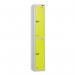 2 Tier - Steel Locker Flat Top - Pearl Silverbodylime Green Door - Cam Lock - H 1800 X W 300 X D 450 435769