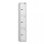 3 Tier - Steel Locker Flat Top - Pearlsilver Bodywhite Door - Cam Lock - H 1800 X W 300 X D 450 435772