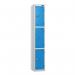 3 Tier - Steel Locker Flat Top - Pearlsilver Bodycobalt Door - Cam Lock - H 1800 X W 300 X D 450 435773