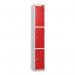 3 Tier - Steel Locker Flat Top - Pearlsilver Bodyred Door - Cam Lock - H 1800 X W 300 X D 450 435774
