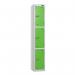 3 Tier - Steel Locker Flat Top - Pearlsilver Bodygreen Door - Cam Lock - H 1800 X W 300 X D 450 435775
