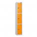 3 Tier - Steel Locker Flat Top - Pearlsilver Bodyorange Door - Cam Lock - H 1800 X W 300 X D 450 435776